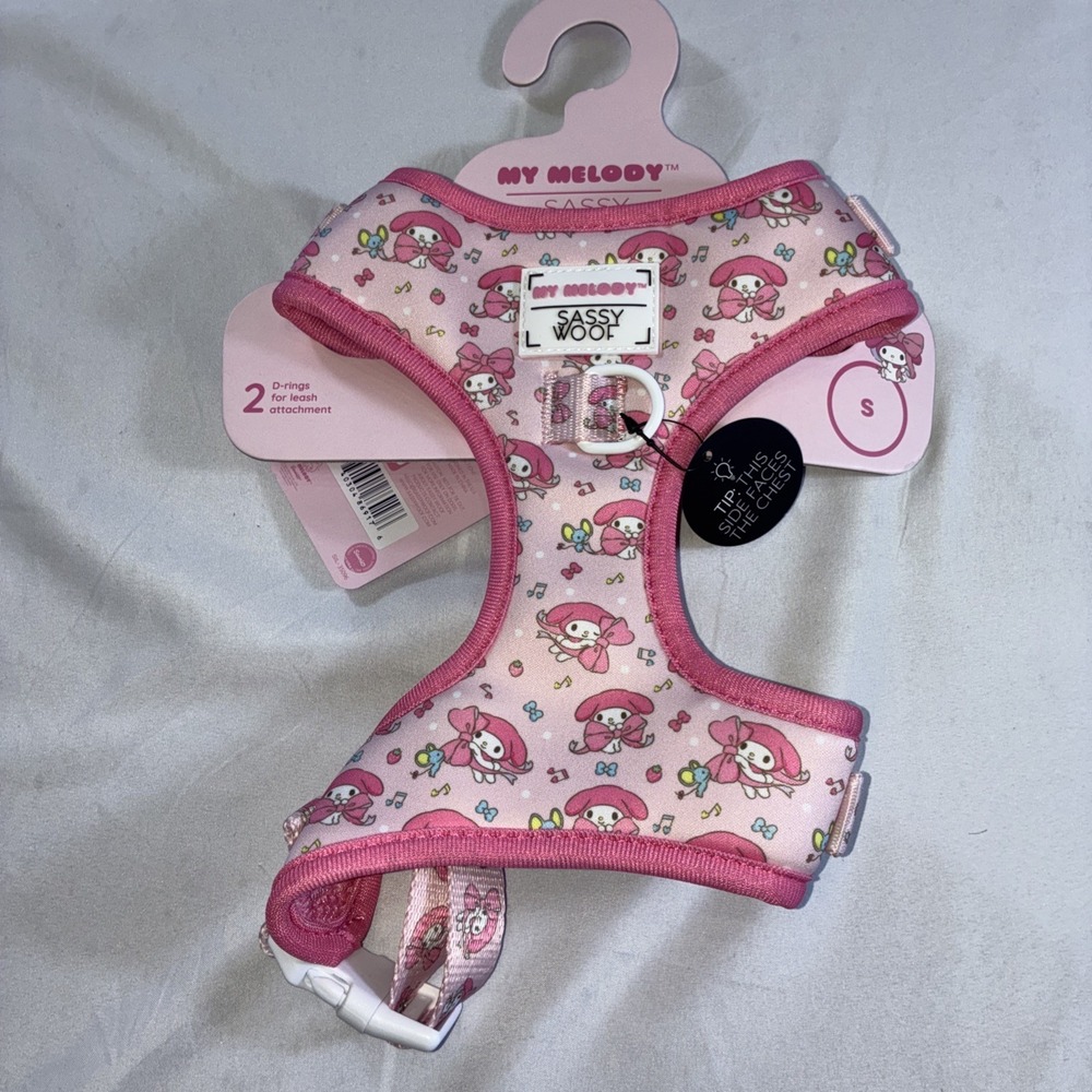 Sassy Woof My Melody Pattern Soft Dog Harness Size Small NWT